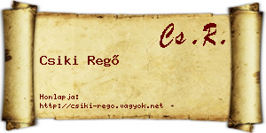 Csiki Regő névjegykártya